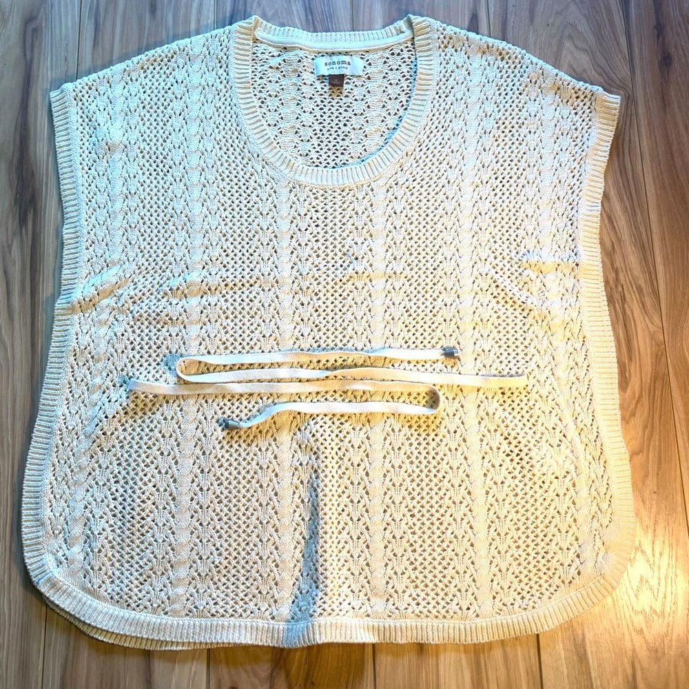 SONOMA- Cream Knit Smock with Waist Pull String